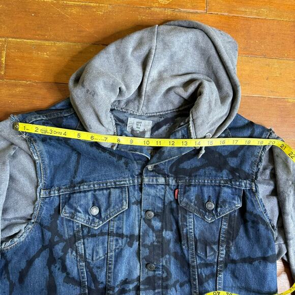 Vintage FURST OF A KIND Handmade Levis Denim Hoodie Jacket Graffiti Custom XL - Picture 7 of 13